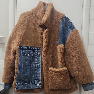 Blank NYC Tan and Denim Puffer Jacket